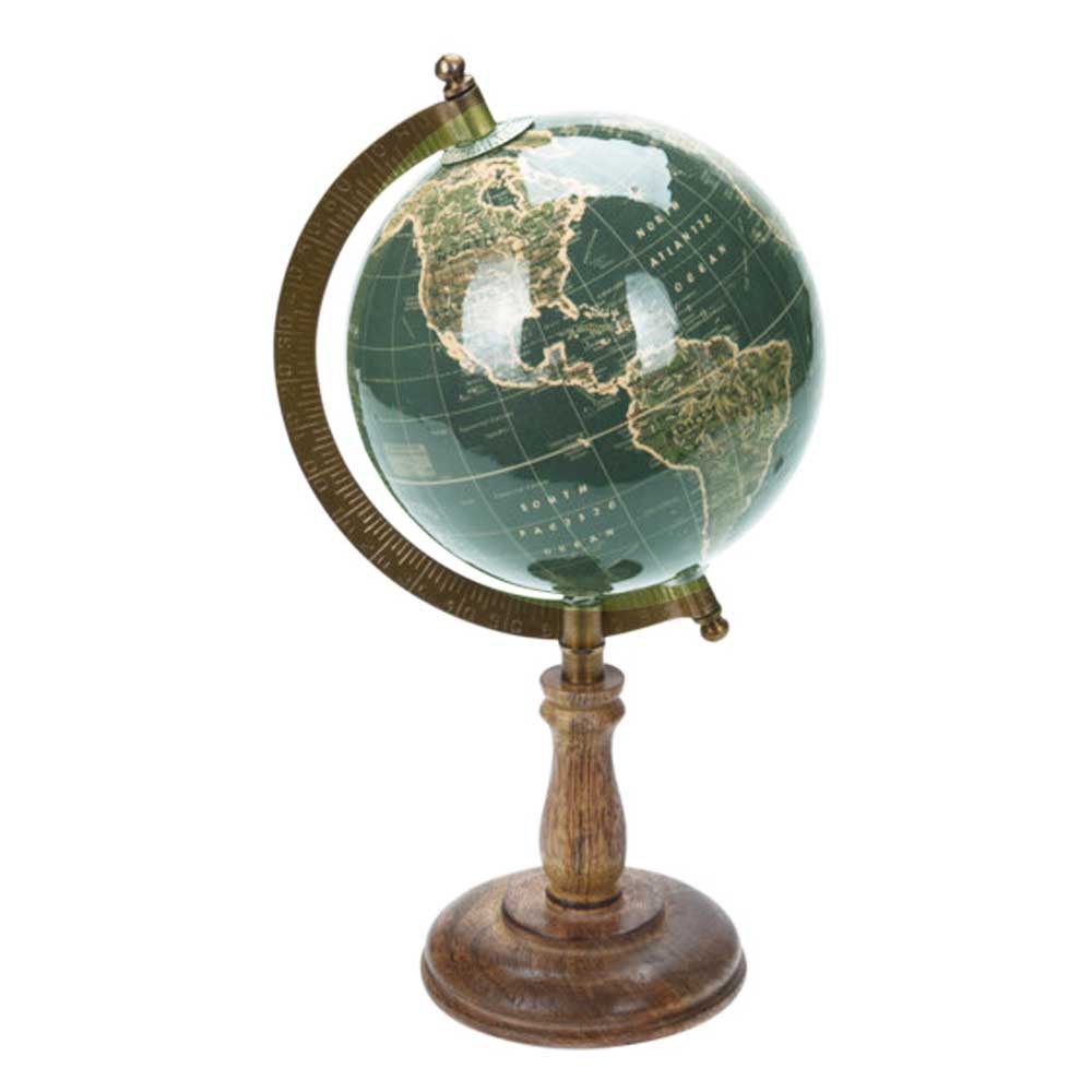 Dekoracyjny globus świata zieleń 28 cm